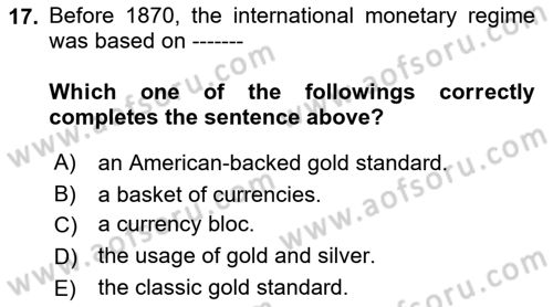 Introduction to International Relations Dersi 2022 - 2023 Yılı Yaz Okulu Sınav Soruları 17. Soru