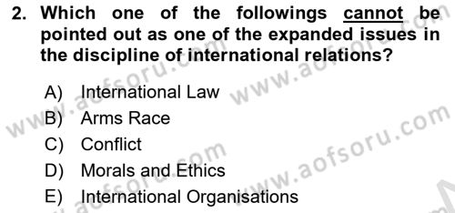 Introduction to International Relations Dersi 2022 - 2023 Yılı Yaz Okulu Sınav Soruları 2. Soru