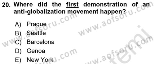 Introduction to International Relations Dersi 2022 - 2023 Yılı Yaz Okulu Sınav Soruları 20. Soru