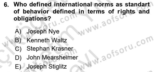 Introduction to International Relations Dersi 2022 - 2023 Yılı Yaz Okulu Sınav Soruları 6. Soru