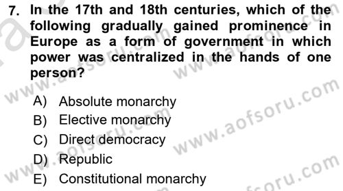 Introduction to International Relations Dersi Ara Sınavı Deneme Sınav Soruları 7. Soru