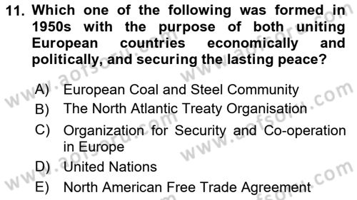 Introduction to International Relations Dersi 2023 - 2024 Yılı (Final) Dönem Sonu Sınav Soruları 11. Soru