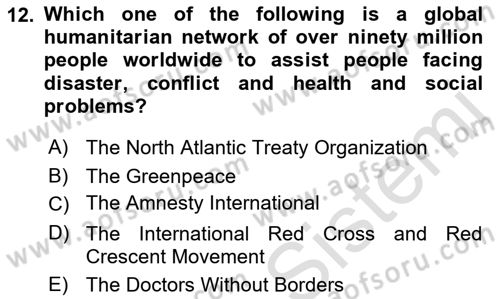 Introduction to International Relations Dersi 2023 - 2024 Yılı (Final) Dönem Sonu Sınav Soruları 12. Soru