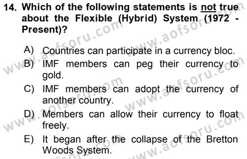 Introduction to International Relations Dersi 2023 - 2024 Yılı (Final) Dönem Sonu Sınav Soruları 14. Soru