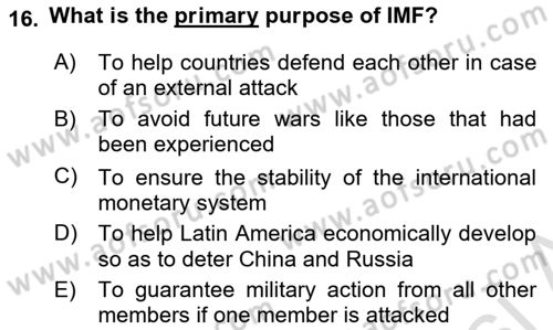 Introduction to International Relations Dersi 2023 - 2024 Yılı (Final) Dönem Sonu Sınav Soruları 16. Soru