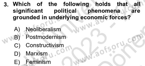 Introduction to International Relations Dersi 2023 - 2024 Yılı (Final) Dönem Sonu Sınav Soruları 3. Soru