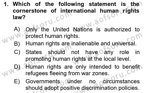 Introduction to International Relations Dersi 2023 - 2024 Yılı Yaz Okulu Sınav Soruları 1. Soru