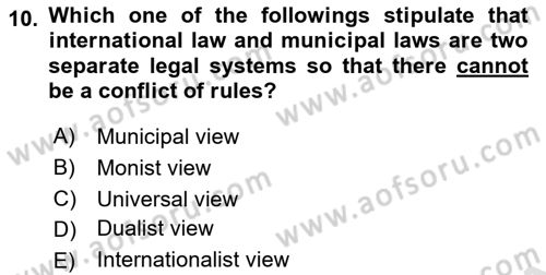 Introduction to International Relations Dersi 2023 - 2024 Yılı Yaz Okulu Sınav Soruları 10. Soru