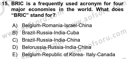 Introduction to International Relations Dersi 2023 - 2024 Yılı Yaz Okulu Sınav Soruları 15. Soru