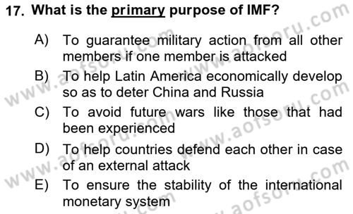 Introduction to International Relations Dersi 2023 - 2024 Yılı Yaz Okulu Sınav Soruları 17. Soru