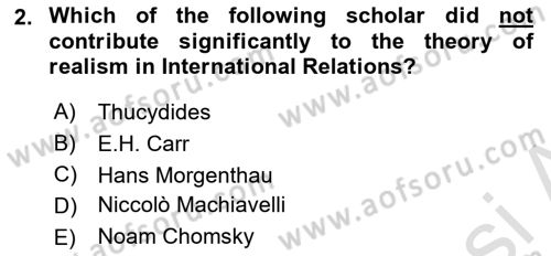 Introduction to International Relations Dersi 2023 - 2024 Yılı Yaz Okulu Sınav Soruları 2. Soru