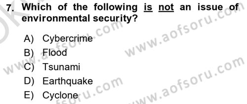 Introduction to International Relations Dersi 2023 - 2024 Yılı Yaz Okulu Sınav Soruları 7. Soru