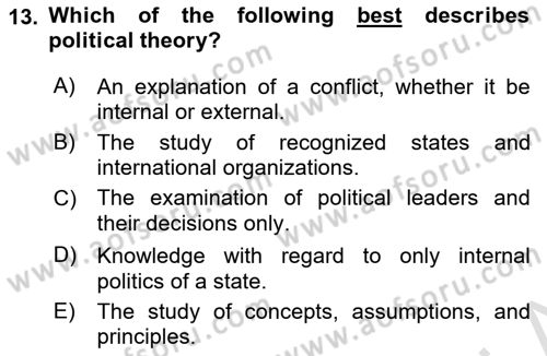 Introduction to International Relations Dersi Ara Sınavı Deneme Sınav Soruları 13. Soru