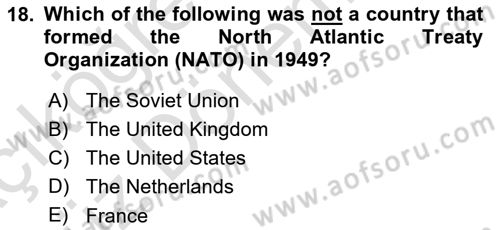 Introduction to International Relations Dersi Ara Sınavı Deneme Sınav Soruları 18. Soru