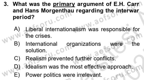 Introduction to International Relations Dersi Ara Sınavı Deneme Sınav Soruları 3. Soru