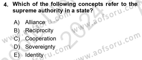 Introduction to International Relations Dersi 2024 - 2025 Yılı (Vize) Ara Sınav Soruları 4. Soru