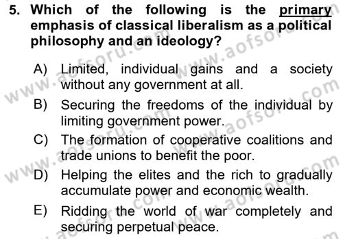 Introduction to International Relations Dersi Ara Sınavı Deneme Sınav Soruları 5. Soru