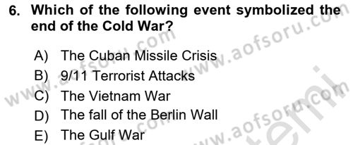 Introduction to International Relations Dersi Ara Sınavı Deneme Sınav Soruları 6. Soru