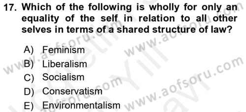 Political Science Dersi 2018 - 2019 Yılı (Vize) Ara Sınav Soruları 17. Soru