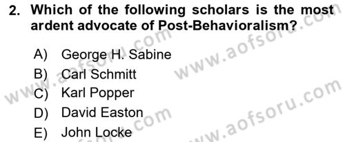 Political Science Dersi 2018 - 2019 Yılı (Vize) Ara Sınav Soruları 2. Soru