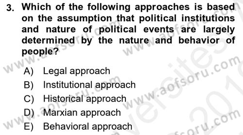 Political Science Dersi 2018 - 2019 Yılı (Vize) Ara Sınav Soruları 3. Soru