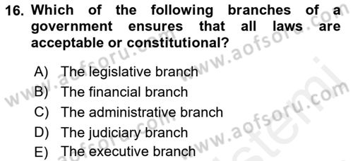 Political Science Dersi 2018 - 2019 Yılı (Final) Dönem Sonu Sınav Soruları 16. Soru