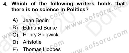 Political Science Dersi 2018 - 2019 Yılı (Final) Dönem Sonu Sınav Soruları 4. Soru