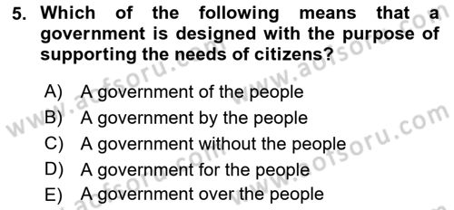 Political Science Dersi 2018 - 2019 Yılı (Final) Dönem Sonu Sınav Soruları 5. Soru