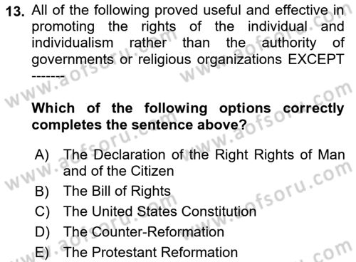 Political Science Dersi 2018 - 2019 Yılı Yaz Okulu Sınav Soruları 13. Soru