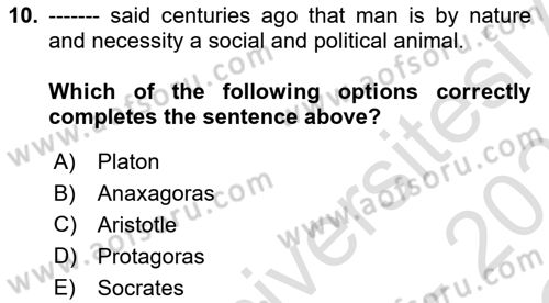 Political Science Dersi 2020 - 2021 Yılı Yaz Okulu Sınav Soruları 10. Soru