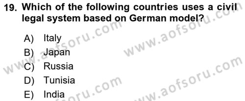Political Science Dersi 2020 - 2021 Yılı Yaz Okulu Sınav Soruları 19. Soru