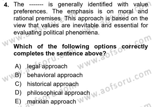 Political Science Dersi 2020 - 2021 Yılı Yaz Okulu Sınav Soruları 4. Soru