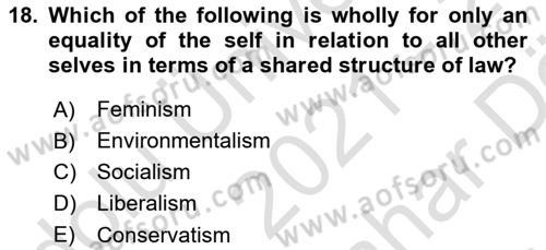 Political Science Dersi 2021 - 2022 Yılı (Vize) Ara Sınav Soruları 18. Soru