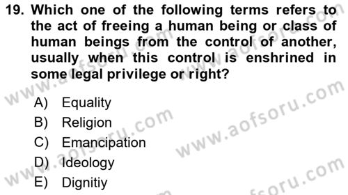 Political Science Dersi 2021 - 2022 Yılı (Vize) Ara Sınav Soruları 19. Soru