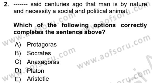 Political Science Dersi 2021 - 2022 Yılı (Vize) Ara Sınav Soruları 2. Soru