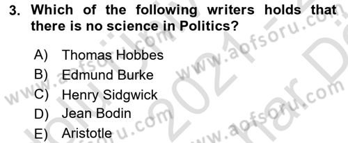 Political Science Dersi 2021 - 2022 Yılı (Vize) Ara Sınav Soruları 3. Soru