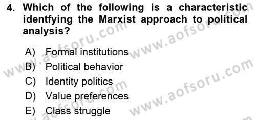 Political Science Dersi 2021 - 2022 Yılı (Vize) Ara Sınav Soruları 4. Soru