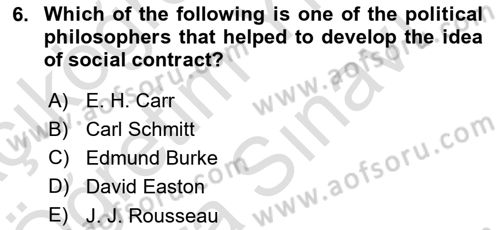 Political Science Dersi 2021 - 2022 Yılı (Vize) Ara Sınav Soruları 6. Soru
