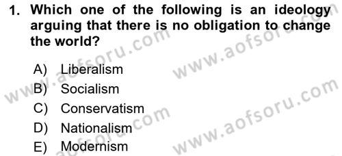 Political Science Dersi 2021 - 2022 Yılı (Final) Dönem Sonu Sınav Soruları 1. Soru