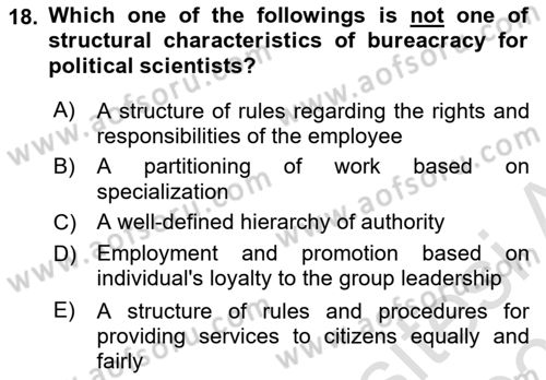 Political Science Dersi 2021 - 2022 Yılı (Final) Dönem Sonu Sınav Soruları 18. Soru