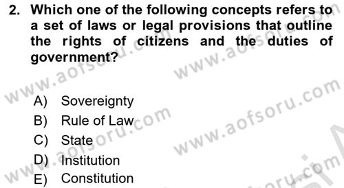 Political Science Dersi 2021 - 2022 Yılı (Final) Dönem Sonu Sınav Soruları 2. Soru