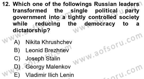 Political Science Dersi 2021 - 2022 Yılı Yaz Okulu Sınav Soruları 12. Soru