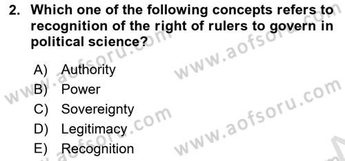 Political Science Dersi 2021 - 2022 Yılı Yaz Okulu Sınav Soruları 2. Soru