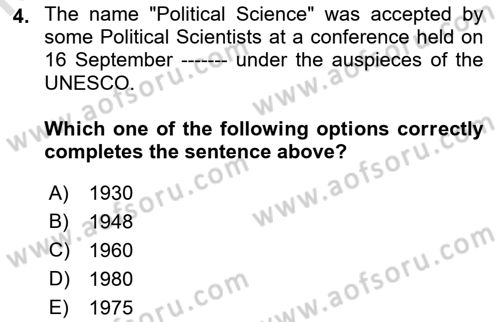 Political Science Dersi 2021 - 2022 Yılı Yaz Okulu Sınav Soruları 4. Soru
