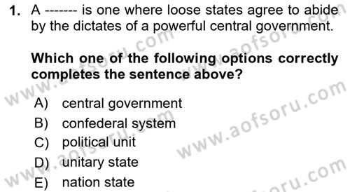 Political Science Dersi 2022 - 2023 Yılı Yaz Okulu Sınav Soruları 1. Soru
