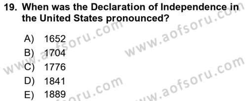 Political Science Dersi 2022 - 2023 Yılı Yaz Okulu Sınav Soruları 19. Soru