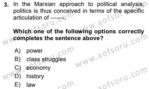 Political Science Dersi 2022 - 2023 Yılı Yaz Okulu Sınav Soruları 3. Soru