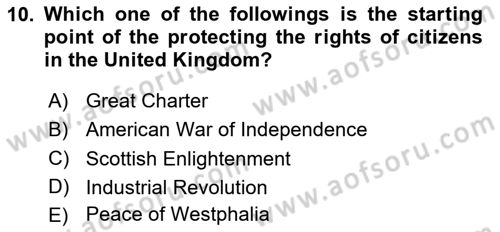 Political Science Dersi 2023 - 2024 Yılı (Vize) Ara Sınav Soruları 10. Soru