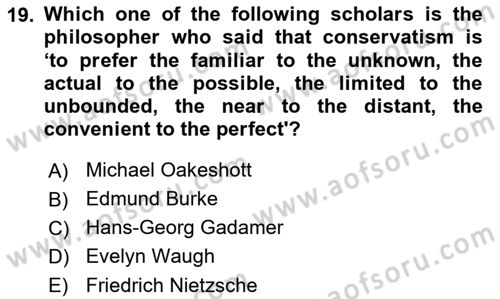Political Science Dersi 2023 - 2024 Yılı (Vize) Ara Sınav Soruları 19. Soru