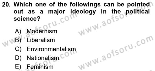 Political Science Dersi 2023 - 2024 Yılı (Vize) Ara Sınav Soruları 20. Soru
